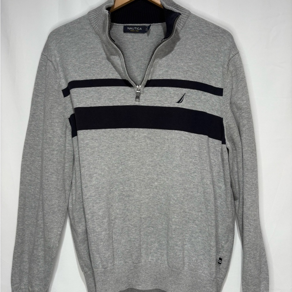 Nautica Gray Quarter Zip Sweatshirt Size Large